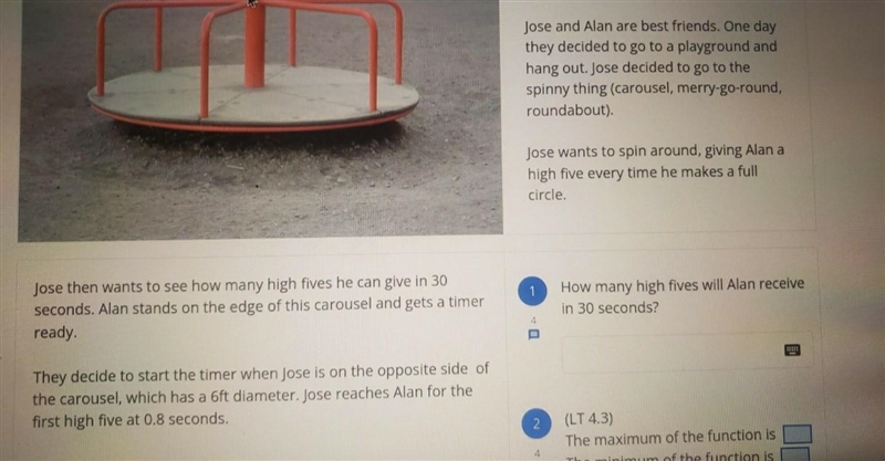 1. How many high fives will alan get in 30 seconds? 2. The maximum function is ...... The-example-1