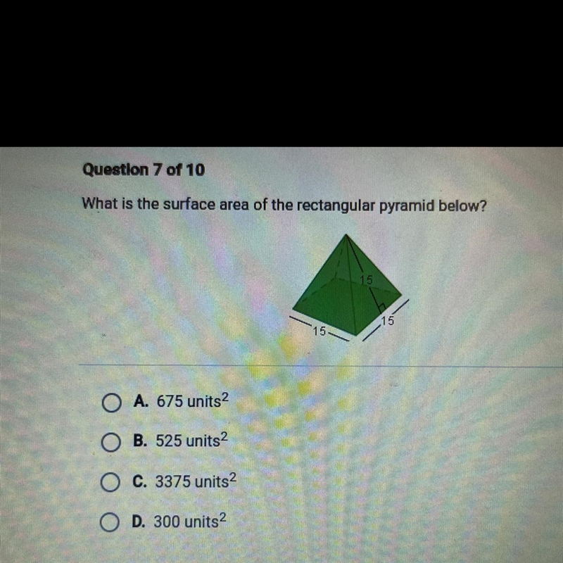 What is the surface area of the rectangular pyramid below?-example-1