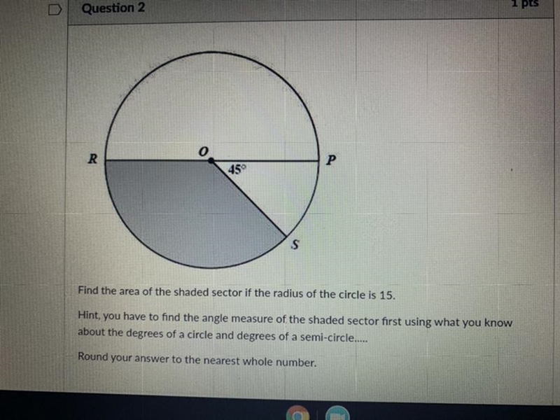 Find the area of the shaded sector it the radius of the circle is 1.5-example-1