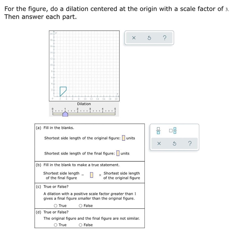 May I please get help with the a and b only, and the dilation at the origin? For I-example-1