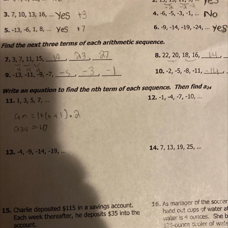 Number 12: Write an equation to find the nth term then find a24-example-1