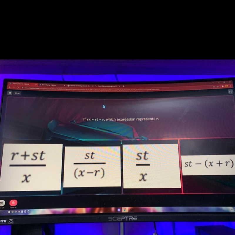 If rx – st = r, which expression represents r.-example-1