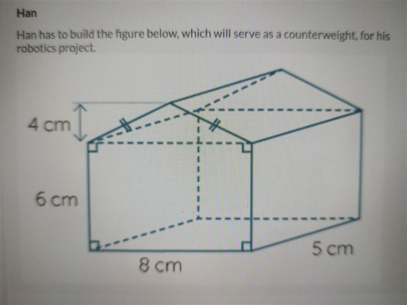 Han has to build the figure below, which will serve as a counterweight, for his robotics-example-1