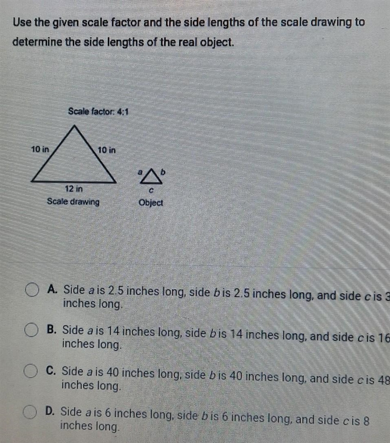 use the given scale factor in the Silence of the scale drawing to determine the side-example-1