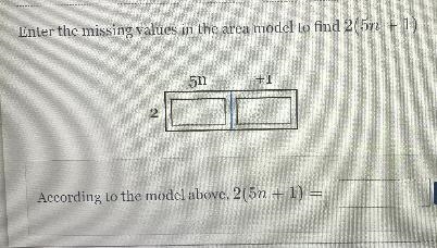 Enter the missing values in the area model to find 2(5n+1)-example-1