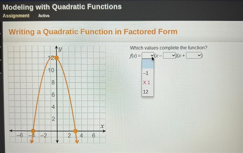 Which values complete the function? F(x)= (X- ) (x+ )-example-1