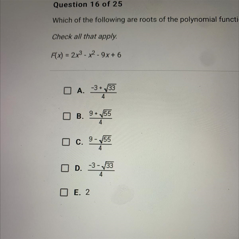 Which of the following are roots of the polynomial function below? Check all that-example-1