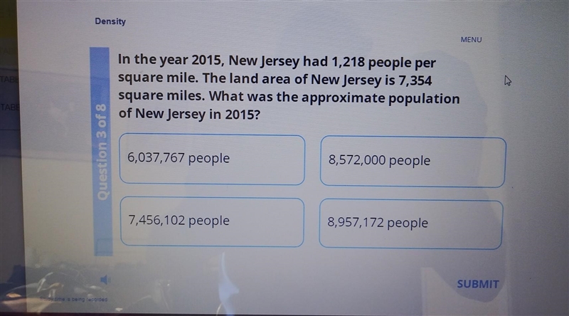 In the year 2015, New Jersey had 1,218 people per square mile. The land area of New-example-1