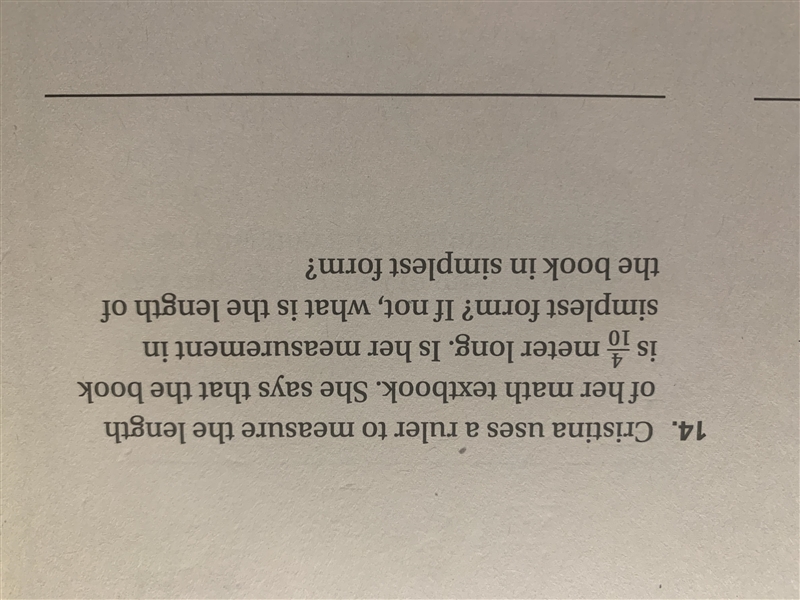 Cristina uses a ruler to measure the length of her math textbook. She says that the-example-1
