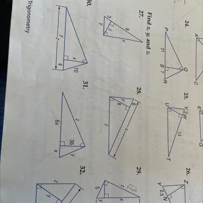 How to solve for x y and z for priblem 31 using ratios-example-1