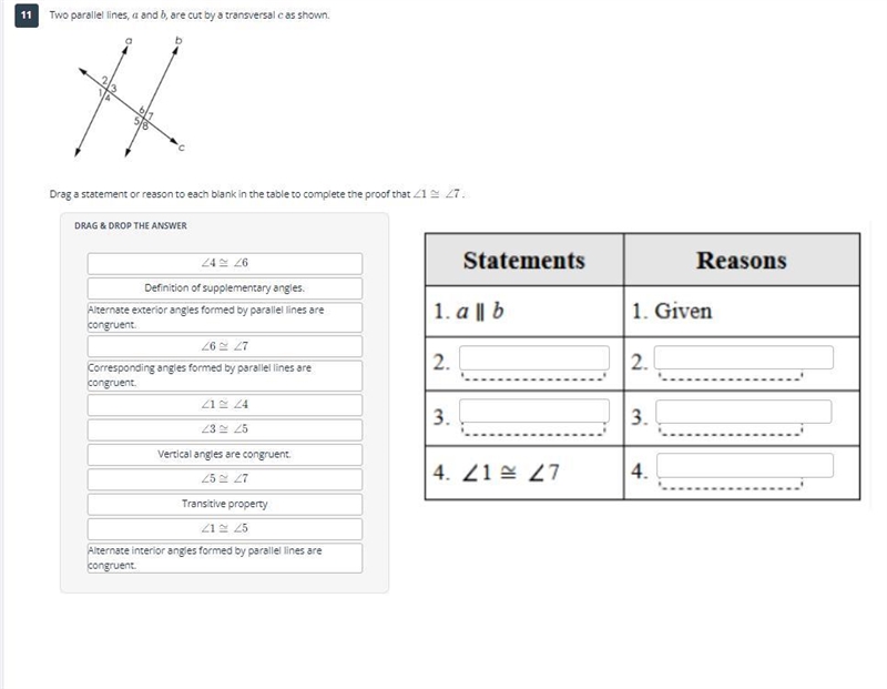 Drag a statement or reason to each blank in the table to complete the proof that &lt-example-1