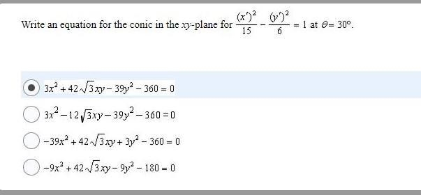 Write an equation for the conic in the xy-plane for-example-1