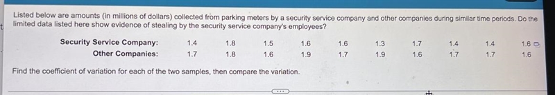 Listed below are amounts (in millions of dollars) collected from parking meters by-example-1