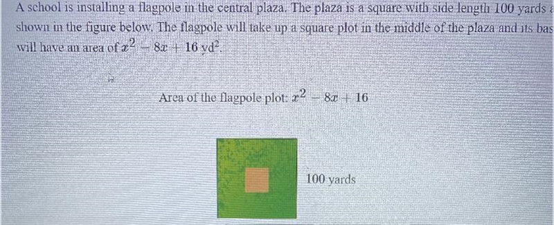 A school is installing a flagpole in the central plaza. The plaza is a square with-example-1