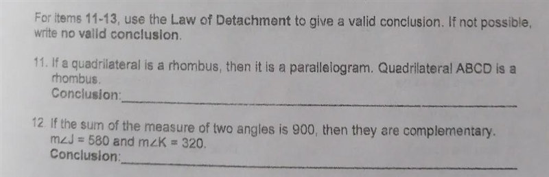 Answer the number 12 only. It said if not possible, write no valid conclusion-example-1