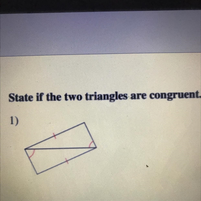 State if the two triangles are congruent and by what thermoe-example-1