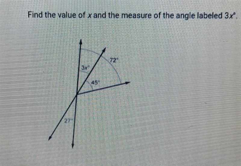 anwsers a. x = 9; angle measure is 27°b. x = 9; angle measure is 45°c. x = 15; angle-example-1