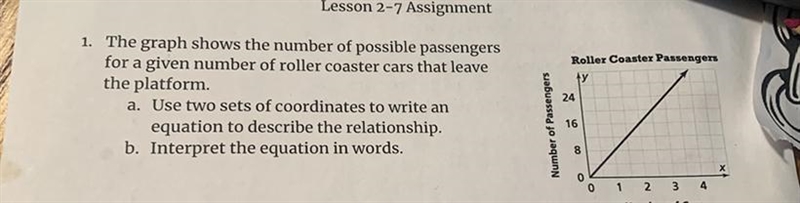 the graph shows then number of possible passengers for a given number of roller coasters-example-1