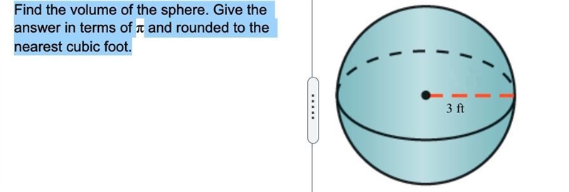 Find the volume of the sphere. Give the answer in terms of pie and rounded to the-example-1