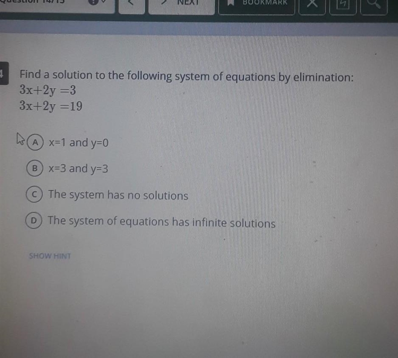 is there one solution to the following system of equations by elimination 3x + 2y-example-1