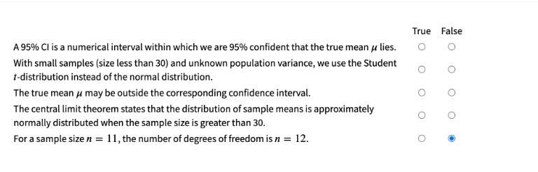 Identify each of the following statements as true or false in relation to confidence-example-1