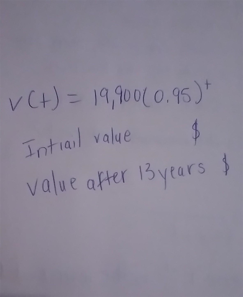 Find initial value of the car and after 13 years-example-1