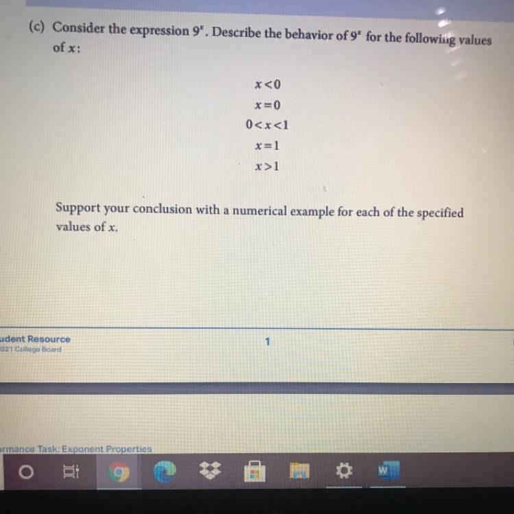 (d) Based on your analysis from part c, sketch a graph of what y=9^x could look like-example-1