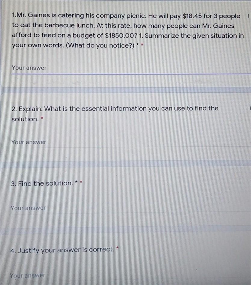 1.Mr. Gaines is catering his company picnic. He will pay $18.45 for 3 people to eat-example-1