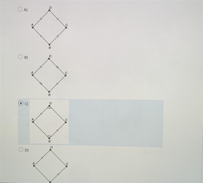 Which of the following quadrilaterals must be a parallelogram according to the minimum-example-1