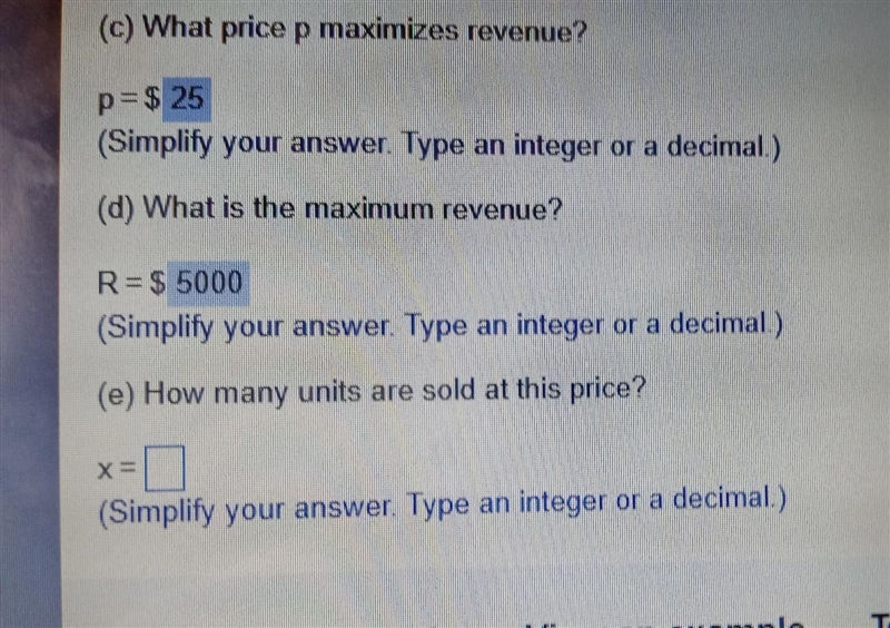 Part g: what price should the company charge to earn at least $4032 in revenue?-example-1