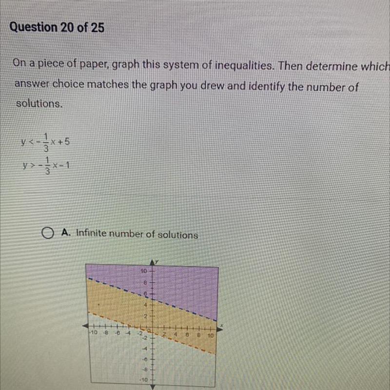 On a piece of paper, graph this system of inequalities. Then determine whichanswer-example-1