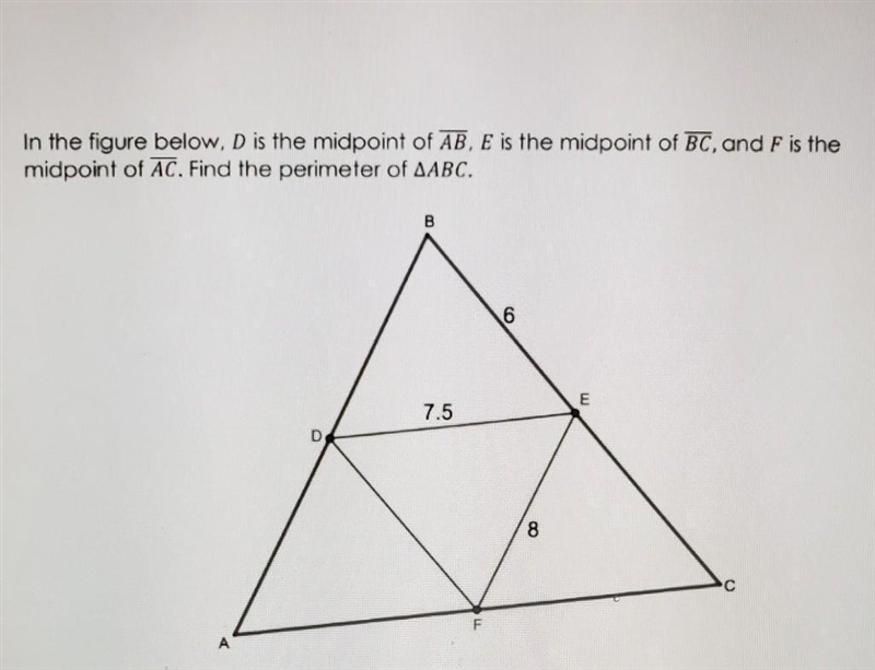 In the figure below D is the midpoint of segment AB, E is the midpoint of segment-example-1