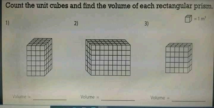 Count the unit cubes and find the volume of each rectangular prism. nonsense = report-example-1