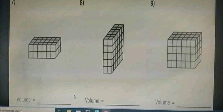 Count the unit cubes and find the volume of each rectangular prism. nonsense = report-example-3