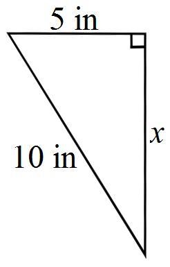 Find the value of x. A. 241−−√ inB. 53–√ inC. 9D. 55–√ in-example-1