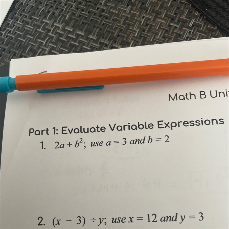 Evaluate variable expressions for 1 and 2-example-1