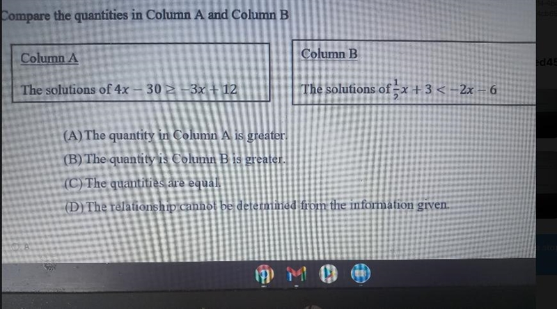 Compare the quantities in Column A and Column B Column A Column B The solutions of-example-1