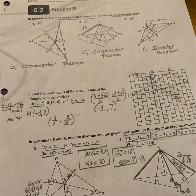 Find the coordinates of the circumcenter of the triangle with the vertices A(4,12) B-example-1