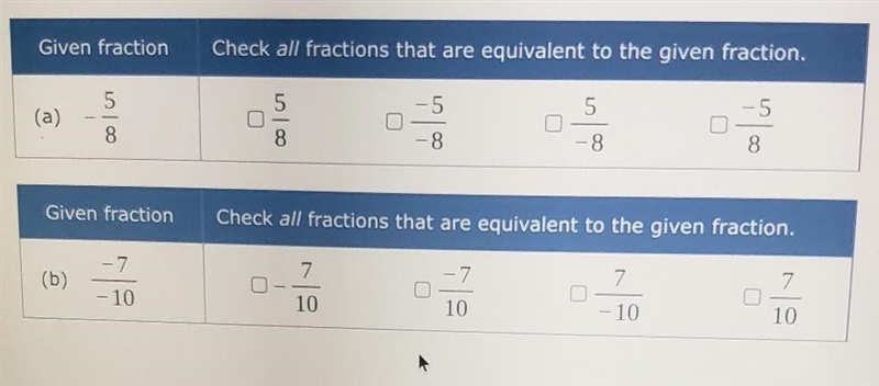 Choose all fractions equivalent to each given fraction. ​-example-1