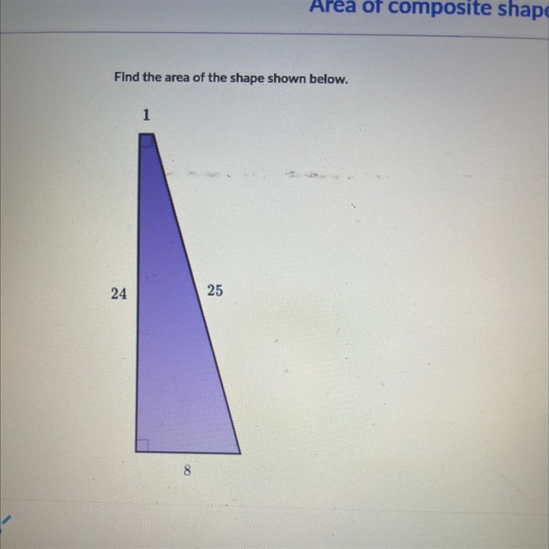 Find the area of the shape shown below.-example-1