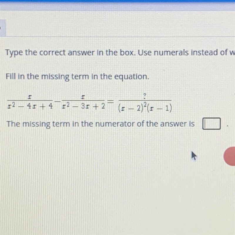 Fill in the missing term in the equation-example-1