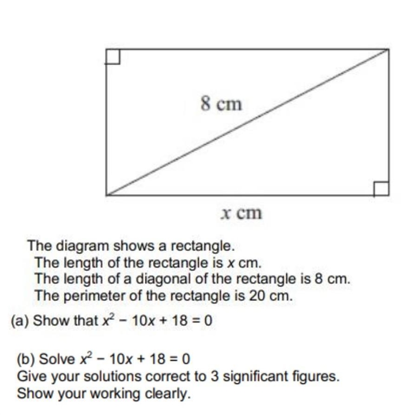 How to find x here if the perimeter, diagonal, and length is given?​-example-1