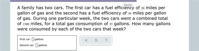 How many gallonswere consumed by each of the two cars that week?-example-1