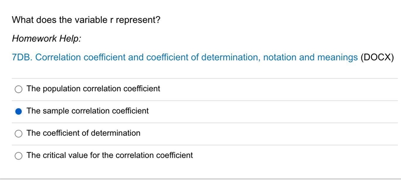 What does the variable r represent?The population correlation coefficientThe sample-example-1