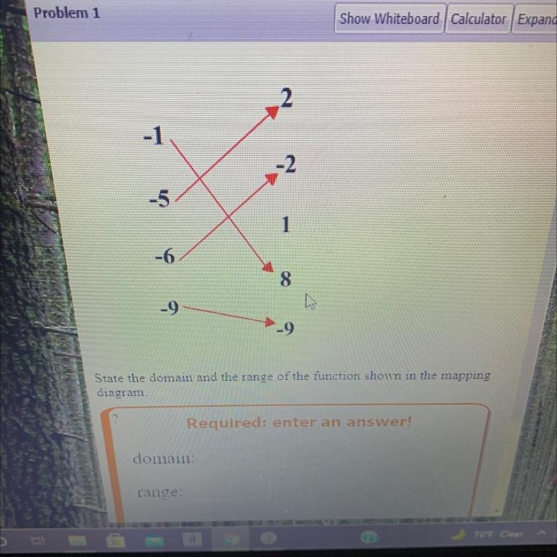 -1-2-51-68-9State the domain and the range of the function shown in the mappingdiagram-example-1