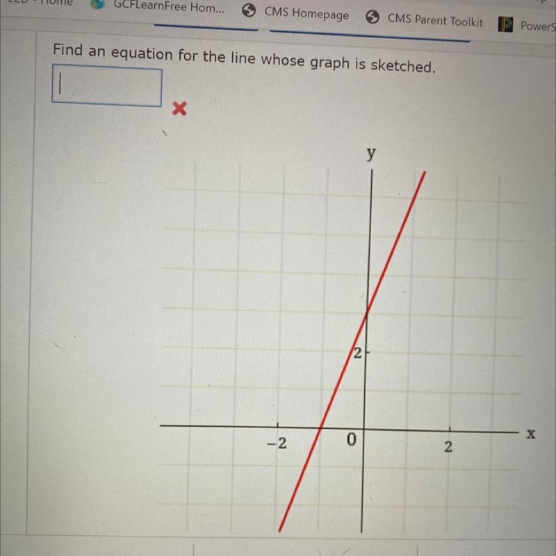 HELP FIND AN EQUATION FOR THE LINE WHOSE GRAPH IS SKETCHED-example-1