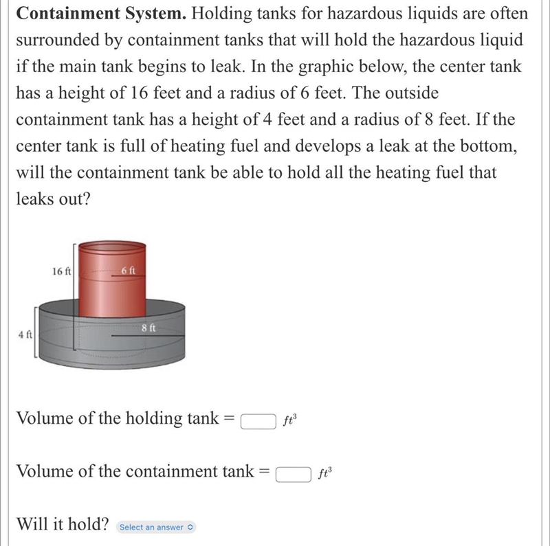 Containment System. Holding tanks for hazardous liquids are often surrounded by containment-example-1