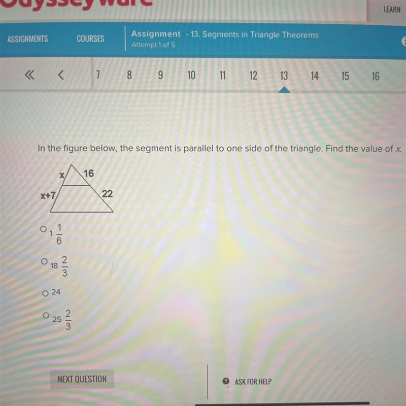 In the figure below, the segment is parallel to one side of the triangle. Find the-example-1