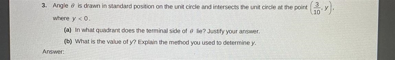 Angle 0 is drawn in standard position on the unit circle and intersects the unit circle-example-1