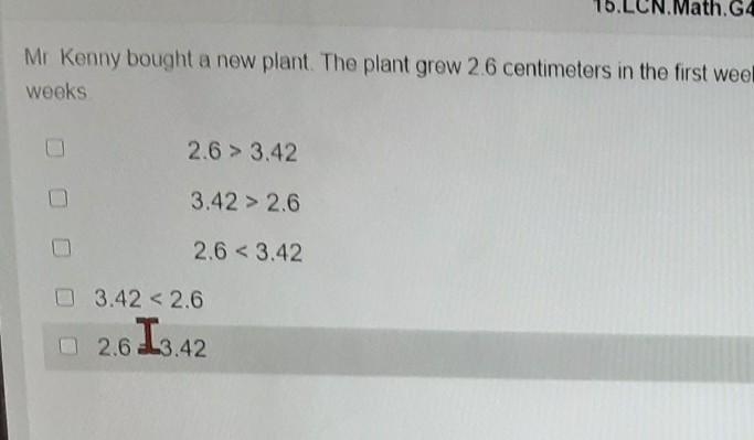 Mr Kenny brought a new plant. The plant grew 2.6 centimeters in the first week and-example-1